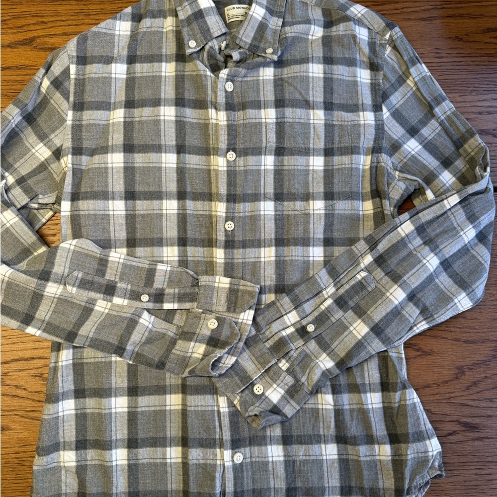 Club Monaco Gray Plaid Men's Shirt